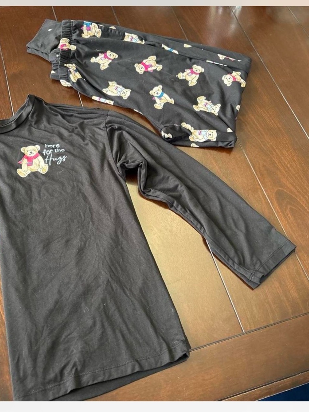 Women's Black Teddy Bear Pajama Set — Graphic Top & Printed Joggers - Picture 3 of 3